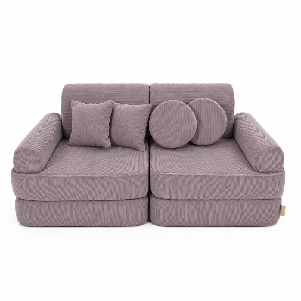 Canapé enfant 10 modules 120 cm velours côtelé fin, taupe