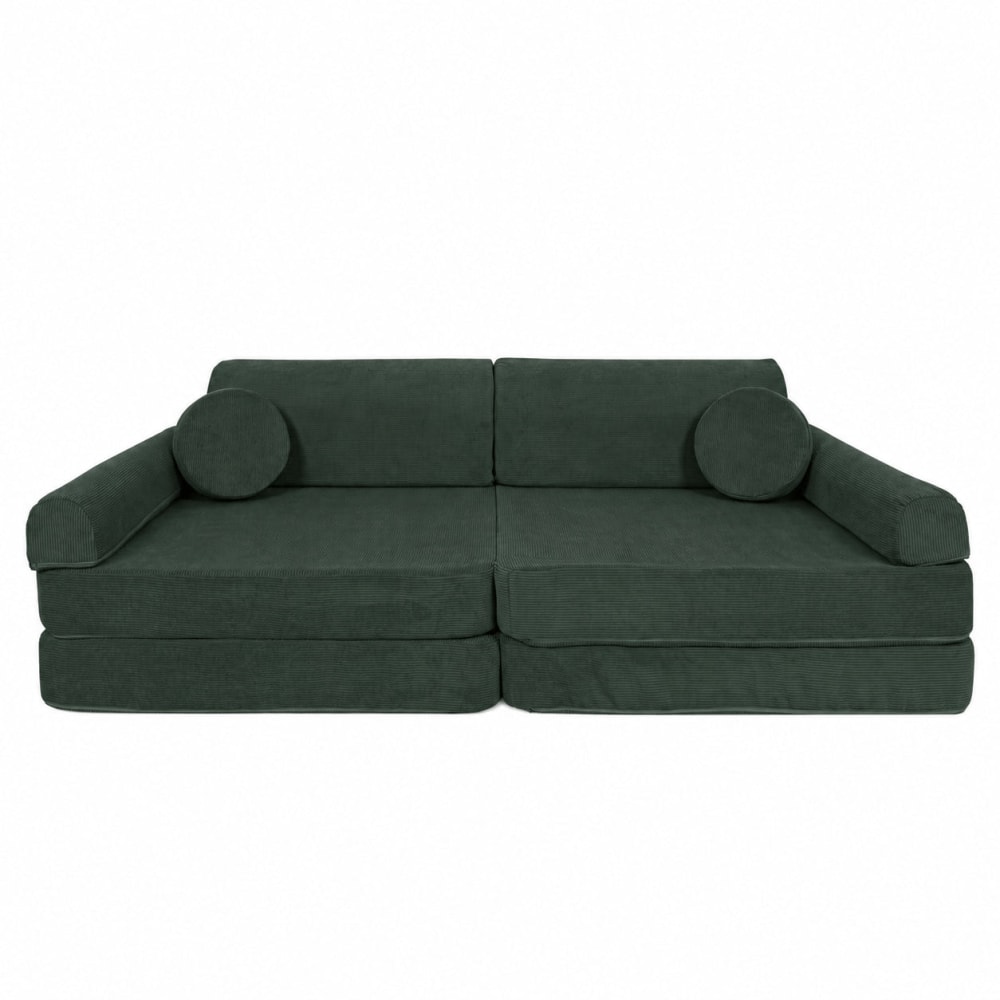 Canapé enfant 8 modules 160 cm velours côtelé fin, vert forêt