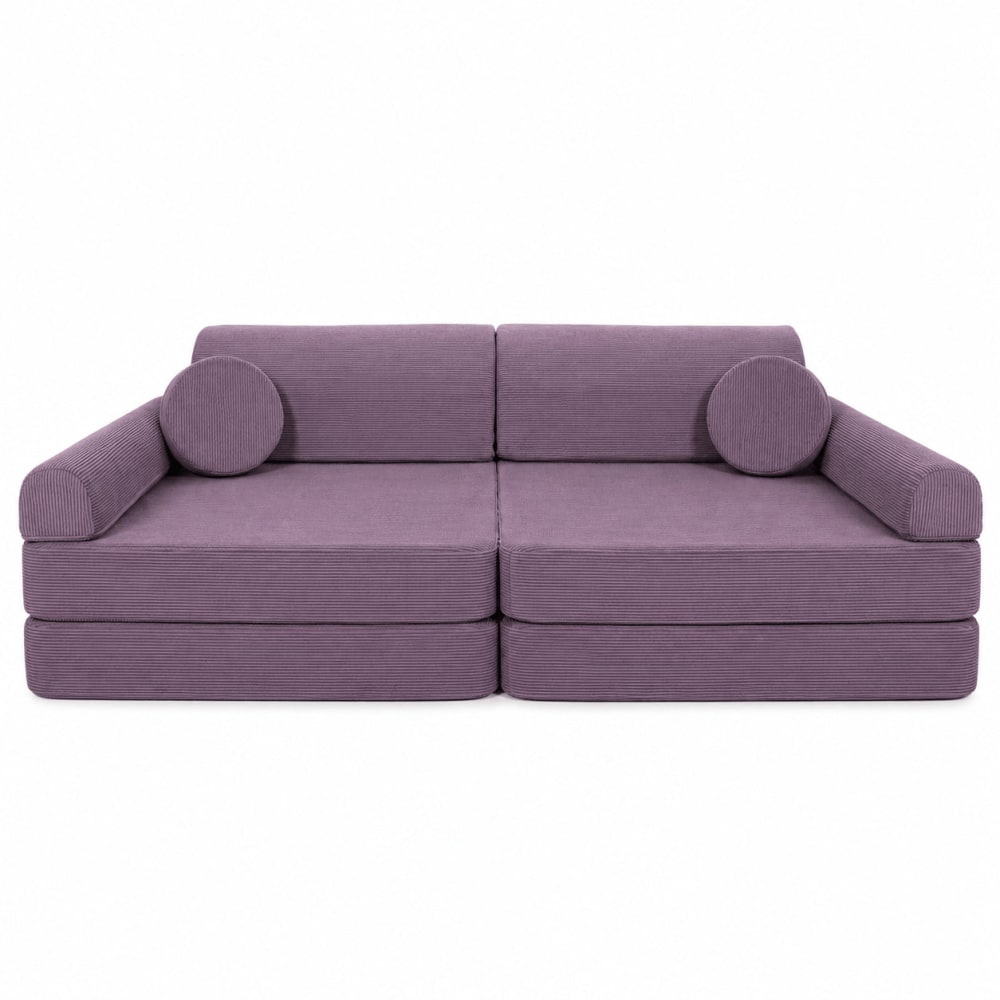 Canapé enfant 8 modules 160 cm velours côtelé fin, lavande