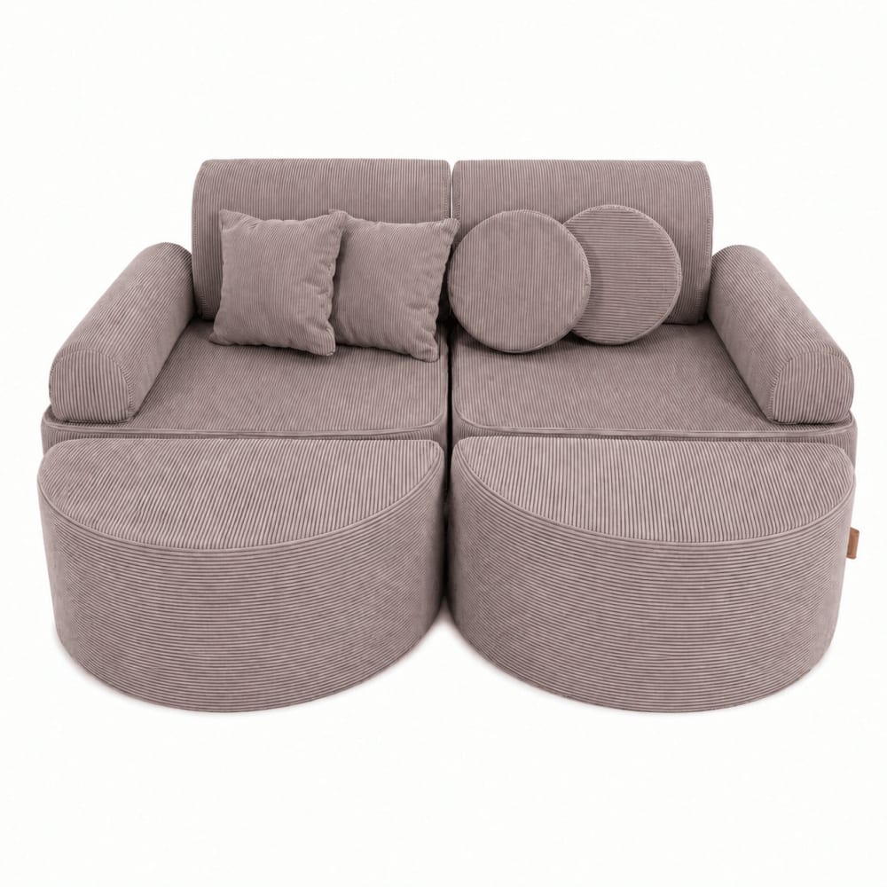 Canapé enfant 12 modules 120 cm velours côtelé fin, taupe