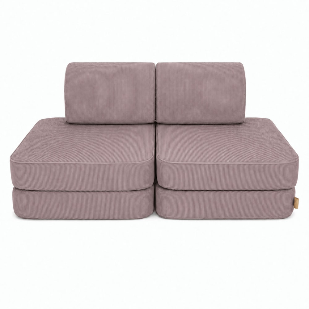 Canapé enfant 4 modules 120 cm velours côtelé fin, taupe
