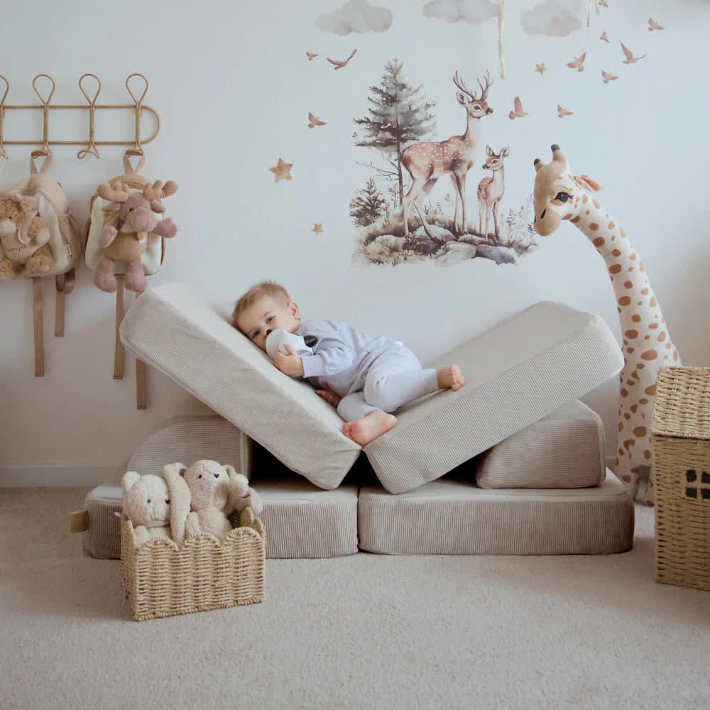 Kindersofa 4 Module 120 cm, feiner Cordsamt, taupe - Maisons Du