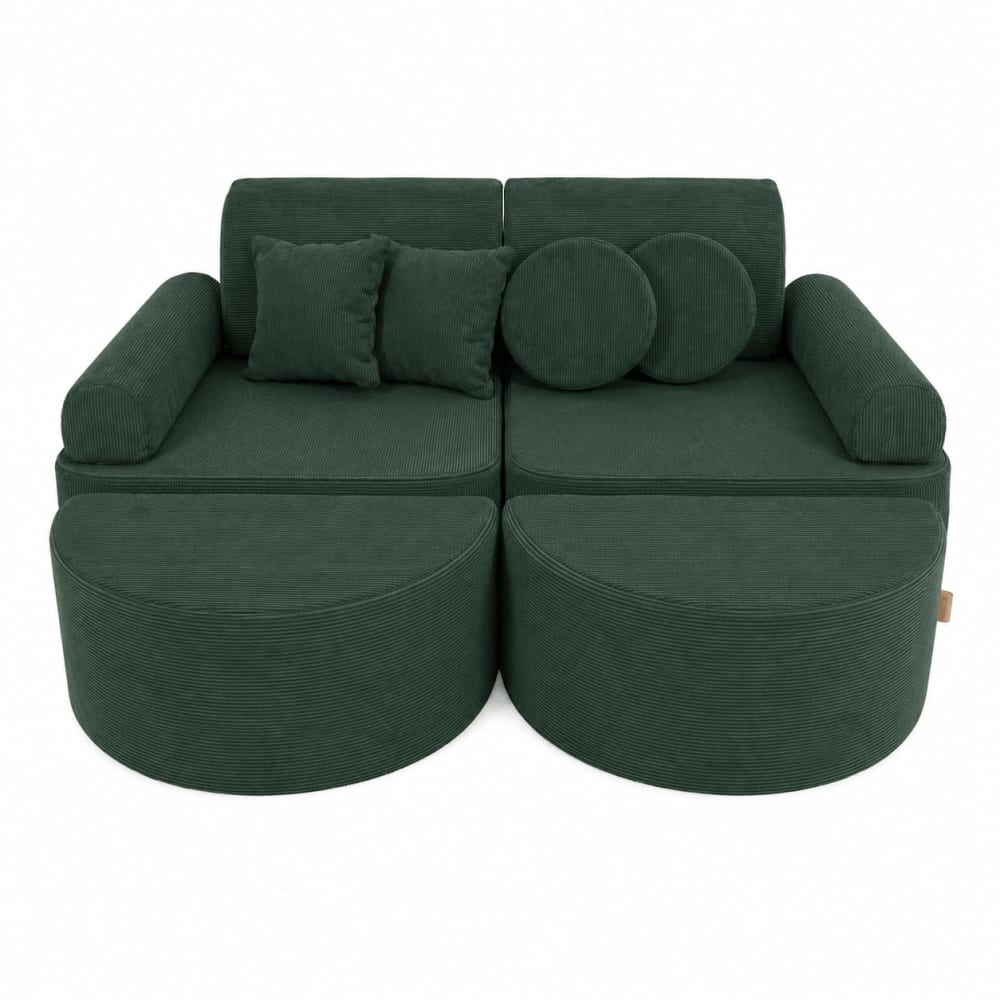 Canapé enfant 12 modules 120 cm velours côtelé fin, vert forêt