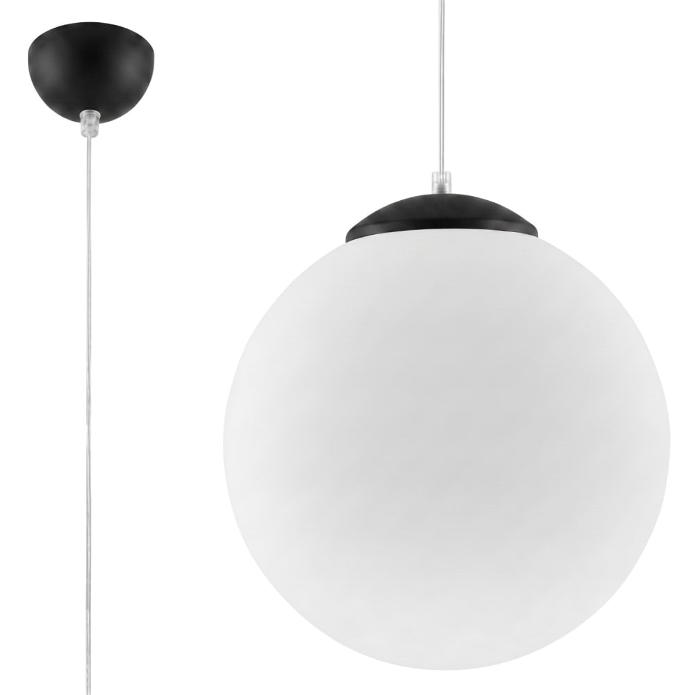 Suspension acier/verre noir h 130 cm