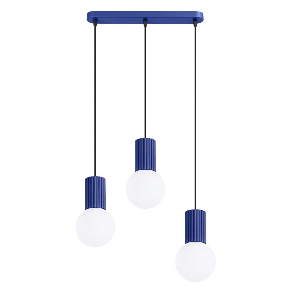 Suspension aluminium/verre outremer h 120 cm