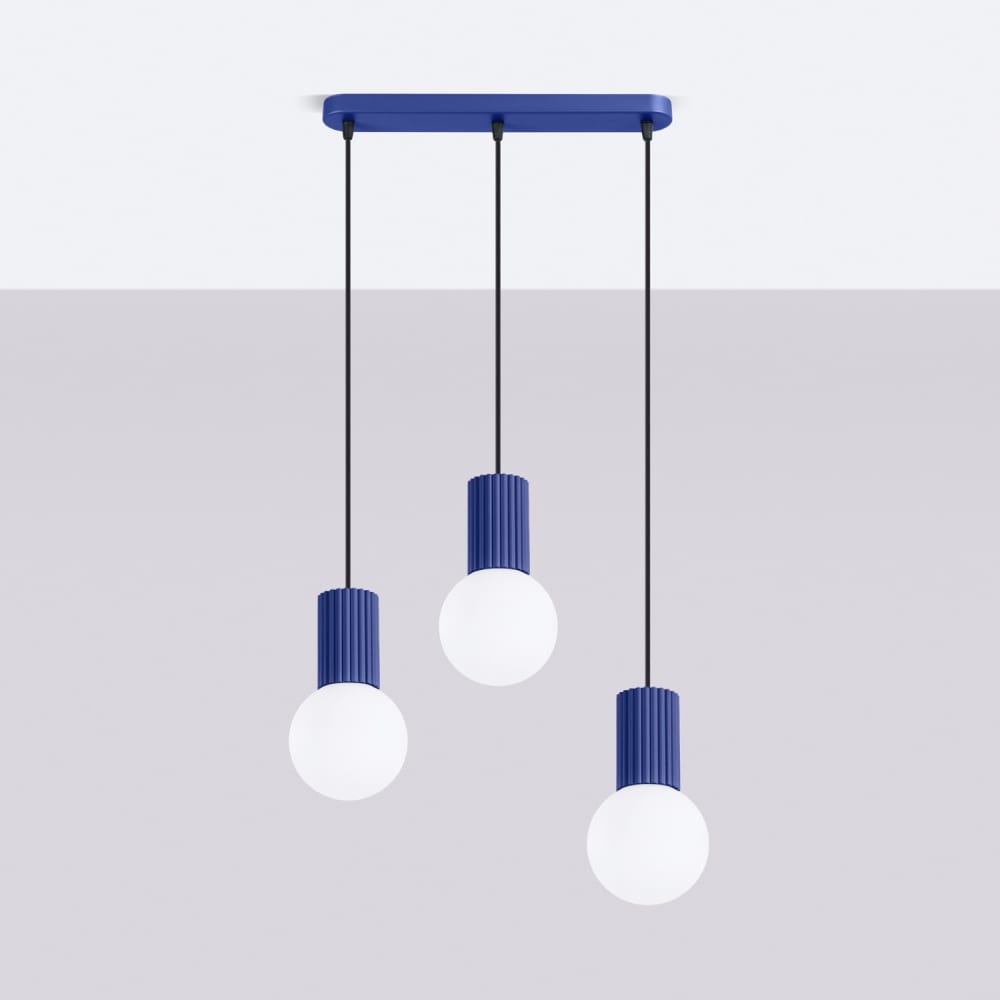 Suspension aluminium/verre outremer h 120 cm — vue 3