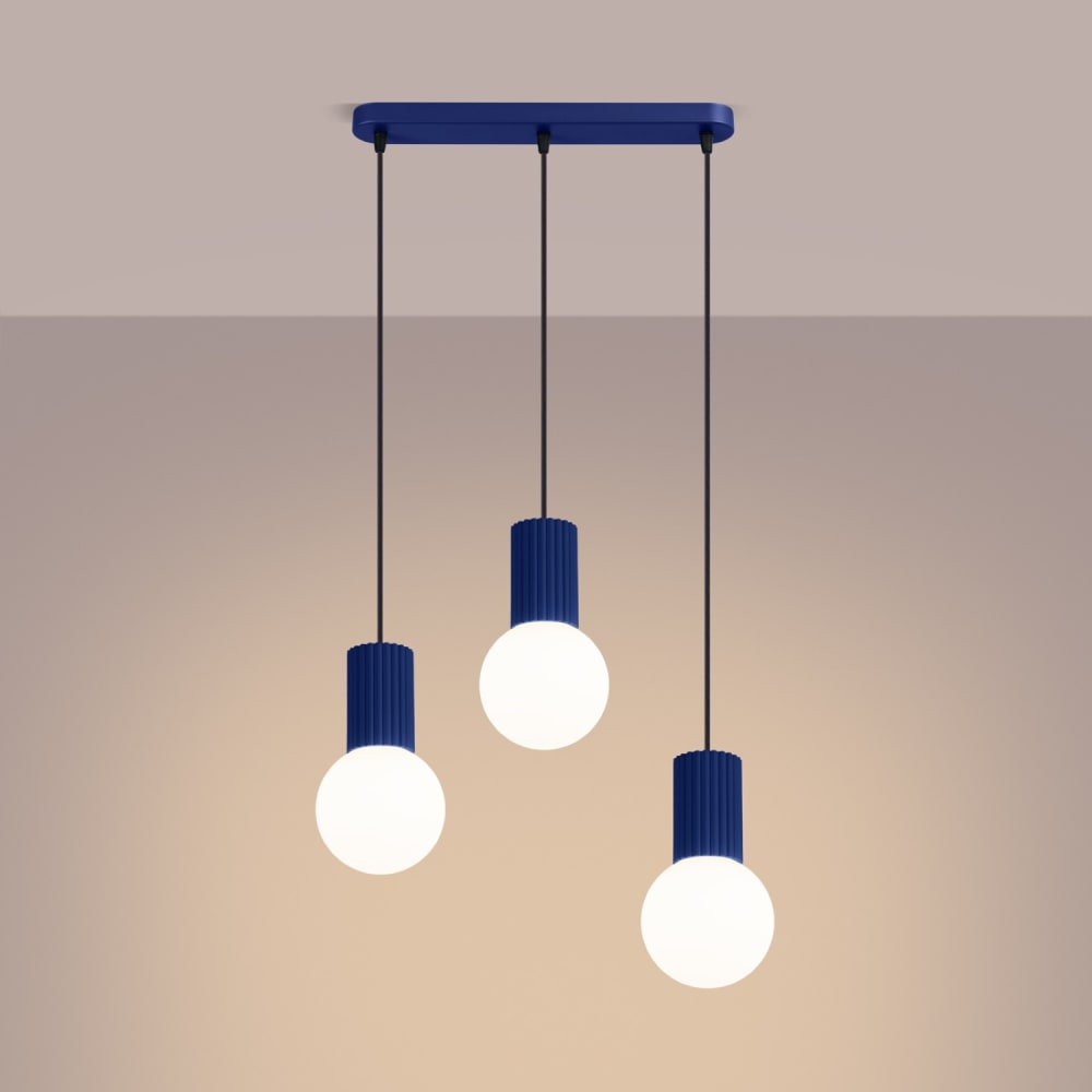 Suspension aluminium/verre outremer h 120 cm — vue 4
