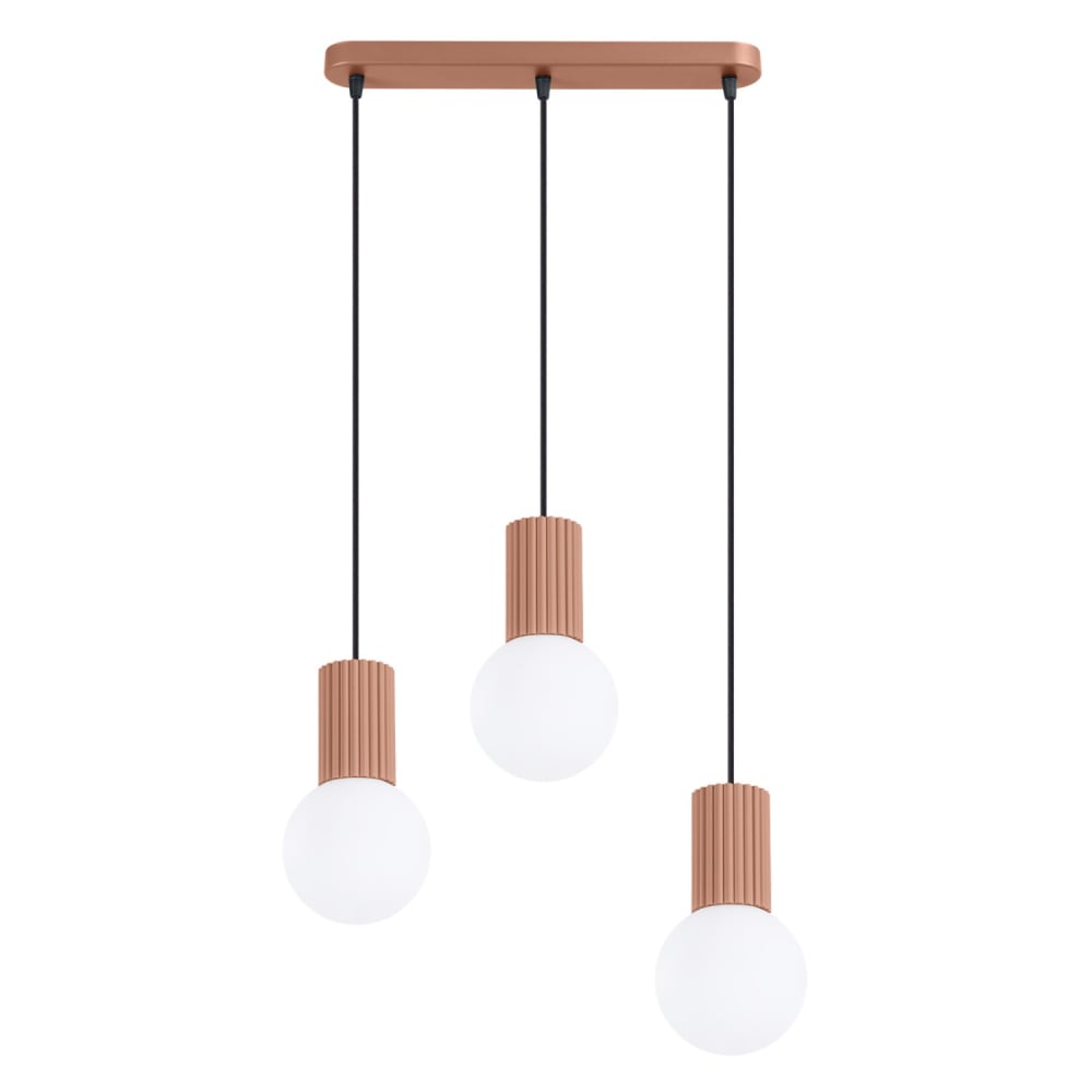 Suspension aluminium/verre mocca h 120 cm