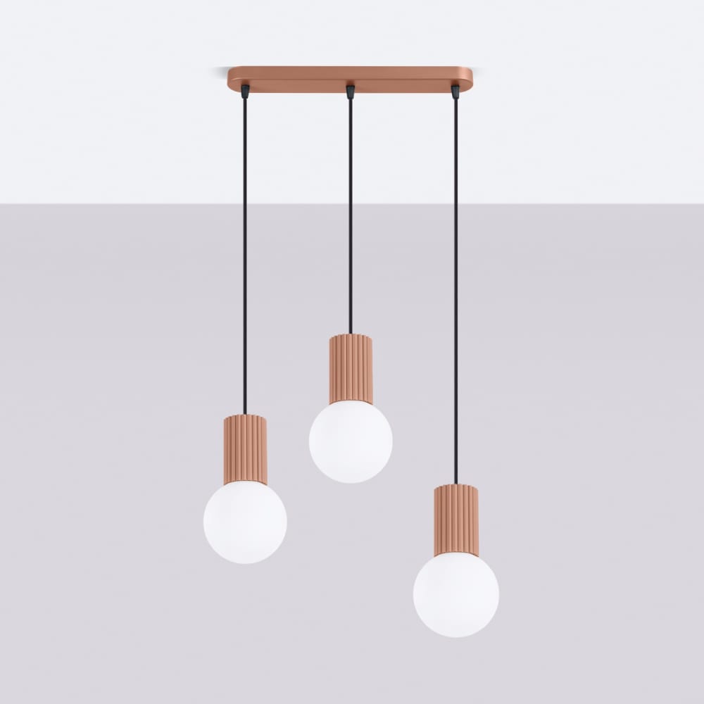 Suspension aluminium/verre mocca h 120 cm — vue 3