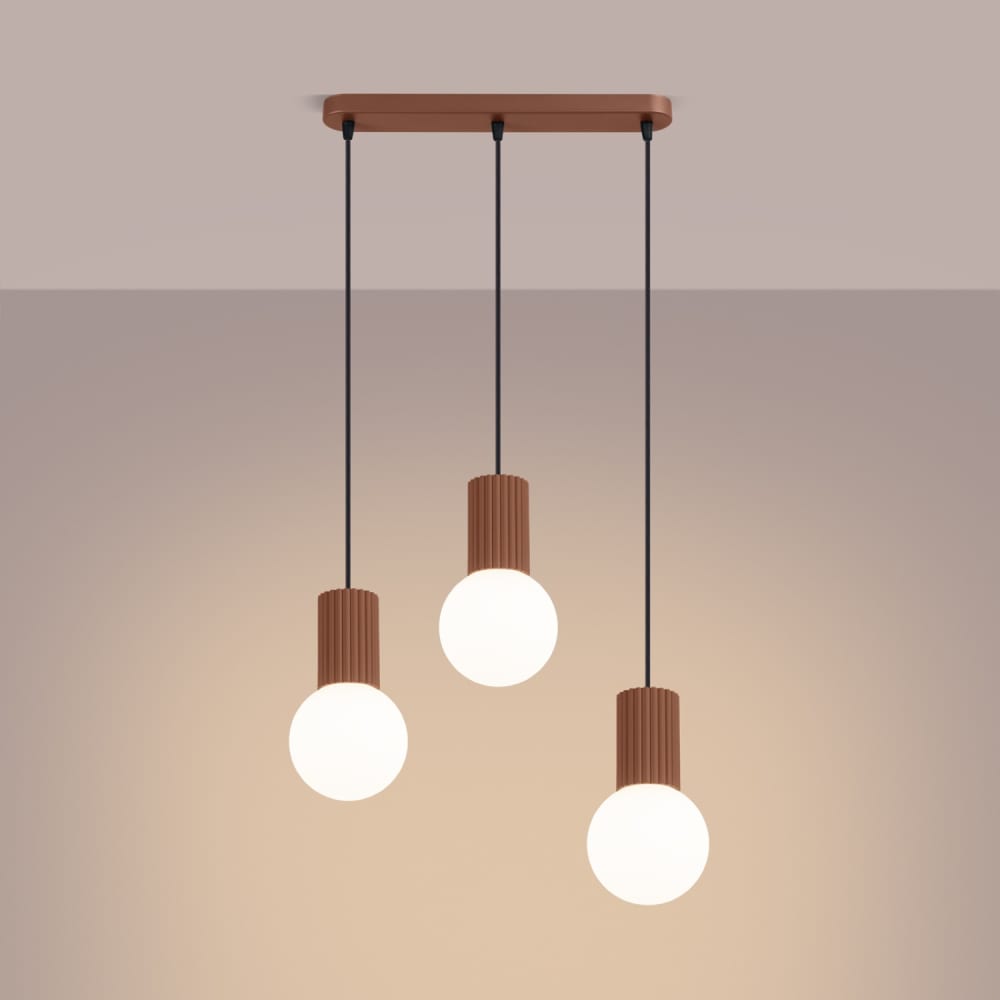 Suspension aluminium/verre mocca h 120 cm — vue 4
