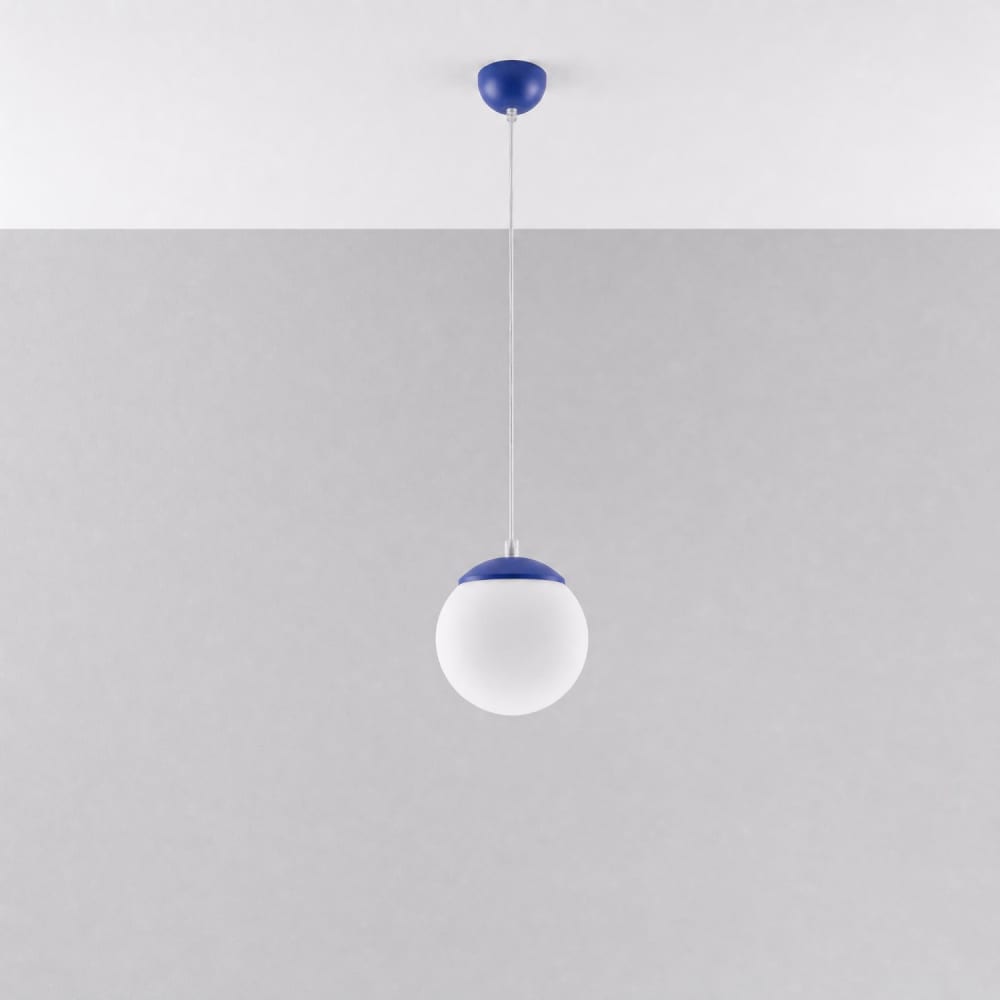 Suspension acier/verre outremer h 110 cm — vue 3