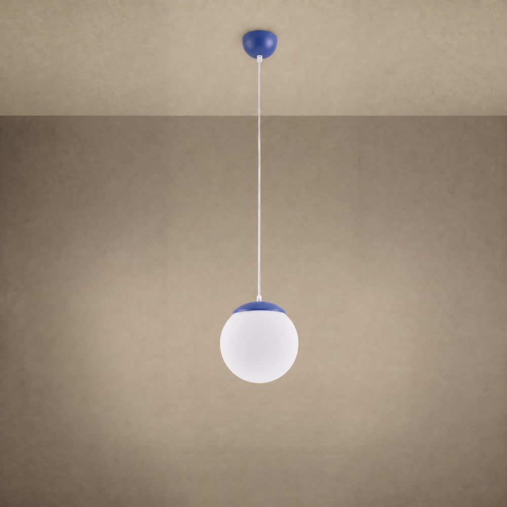 Suspension acier/verre outremer h 110 cm — vue 4