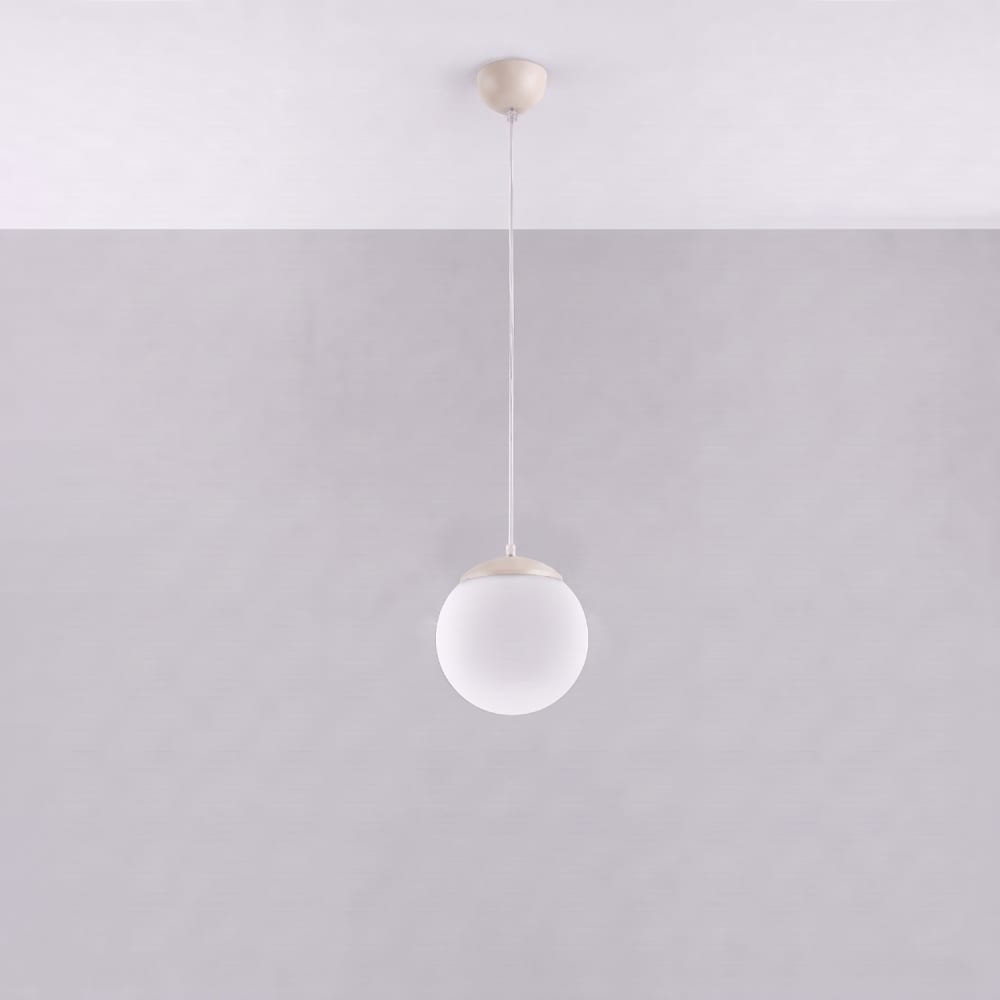 Suspension acier/verre beige h 110 cm — vue 3