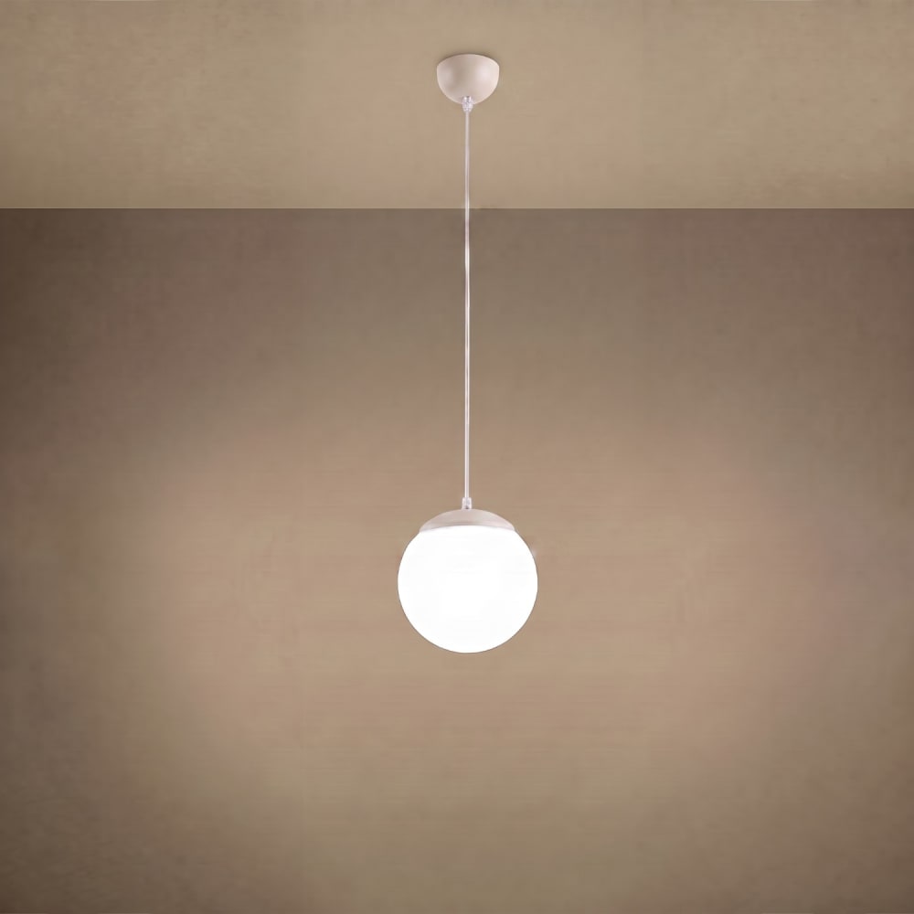 Suspension acier/verre beige h 110 cm — vue 4