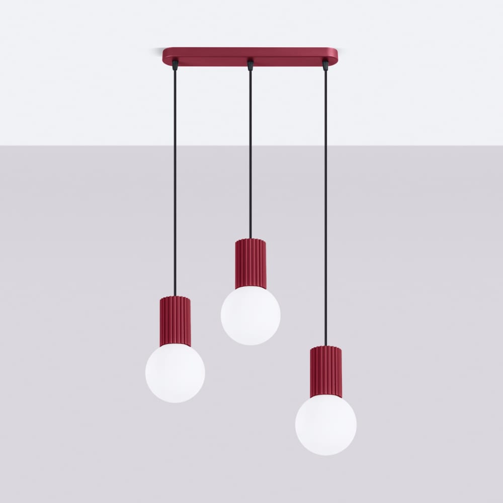 Suspension aluminium/verre bourgogne h 120 cm — vue 3