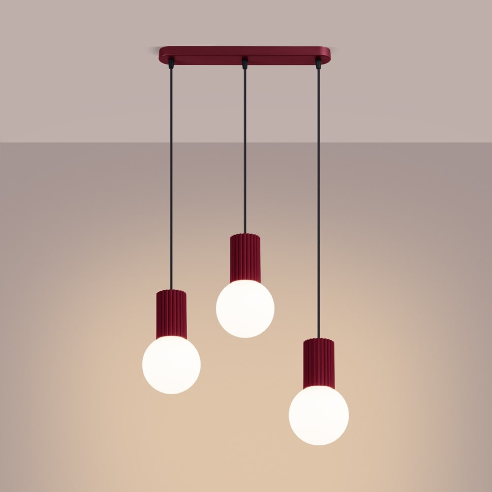 Suspension aluminium/verre bourgogne h 120 cm — vue 4