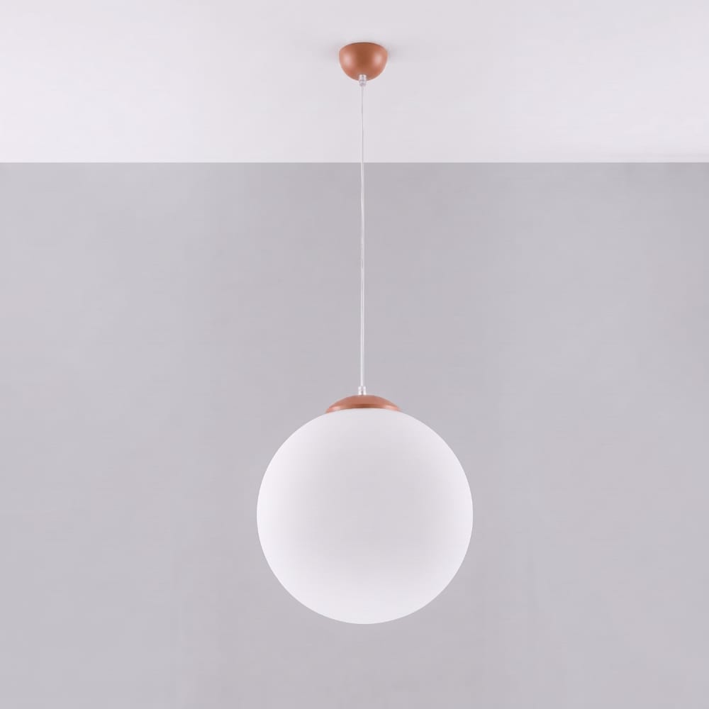 Suspension acier/verre ocre rouge h 130 cm — vue 3