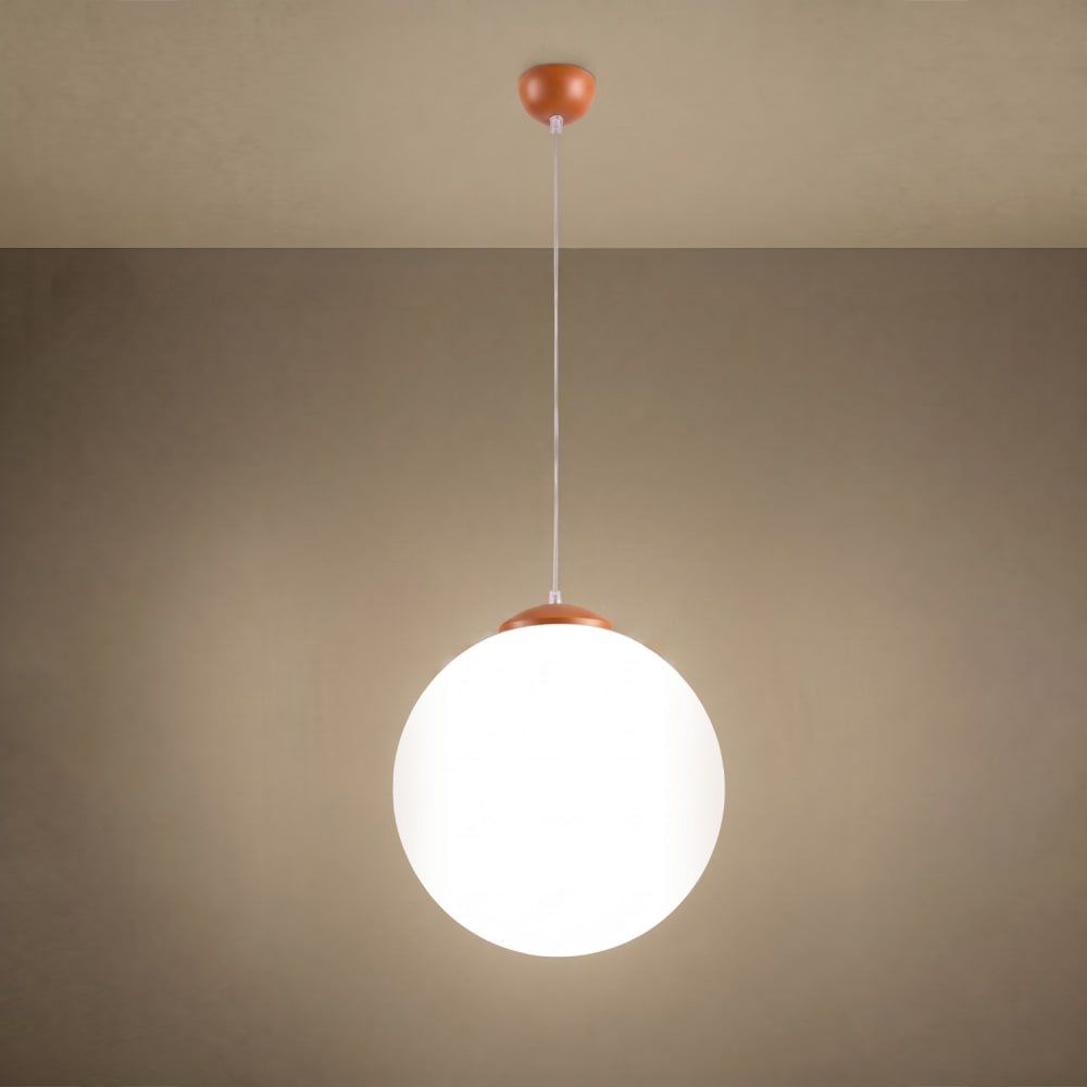 Suspension acier/verre ocre rouge h 130 cm — vue 4