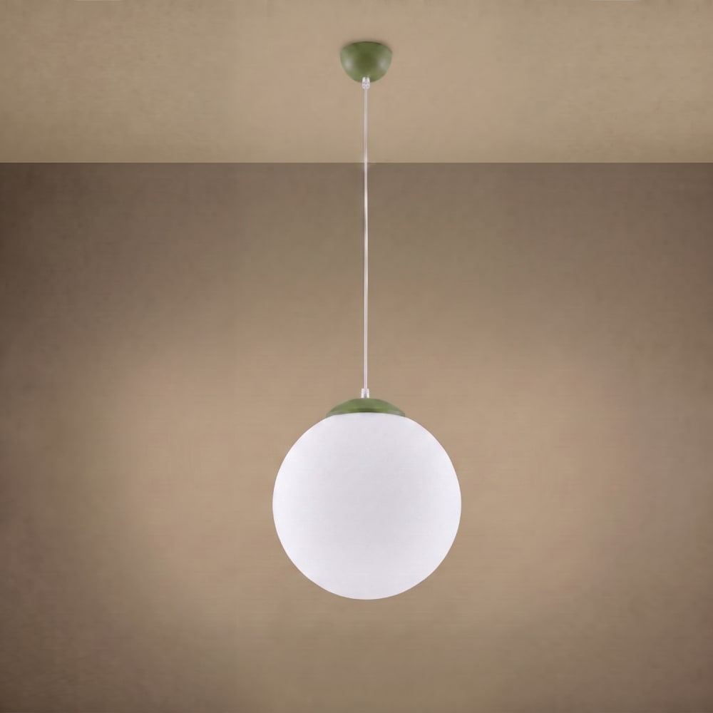 Suspension acier/verre vert olive h 110 cm — vue 4