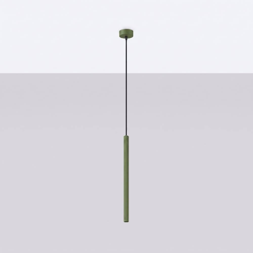 Suspension acier vert olive h 120 cm — vue 3