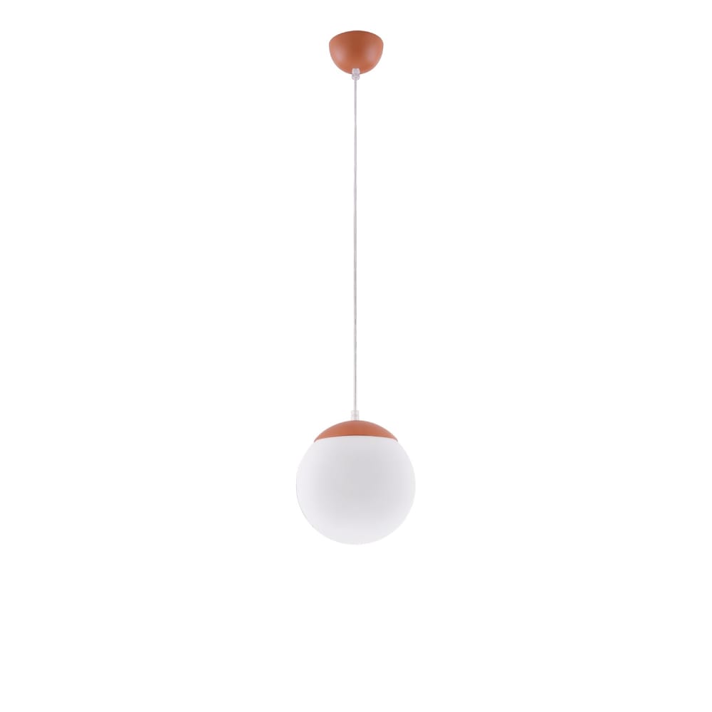 Suspension acier/verre ocre rouge h 110 cm