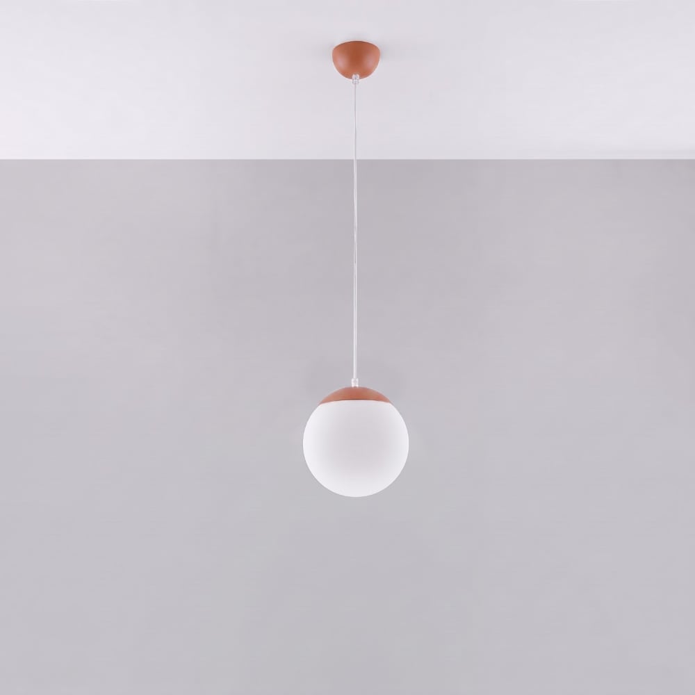 Suspension acier/verre ocre rouge h 110 cm — vue 3