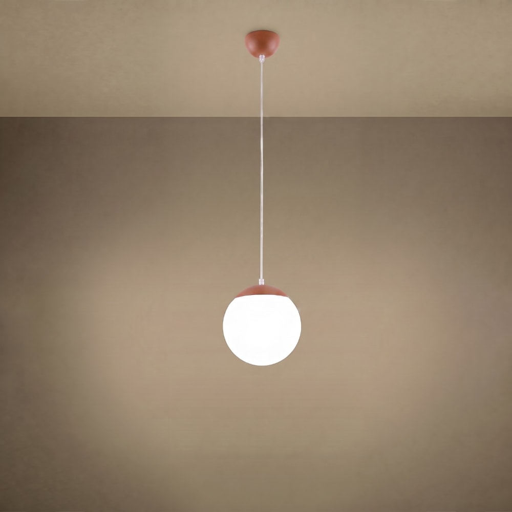 Suspension acier/verre ocre rouge h 110 cm — vue 4