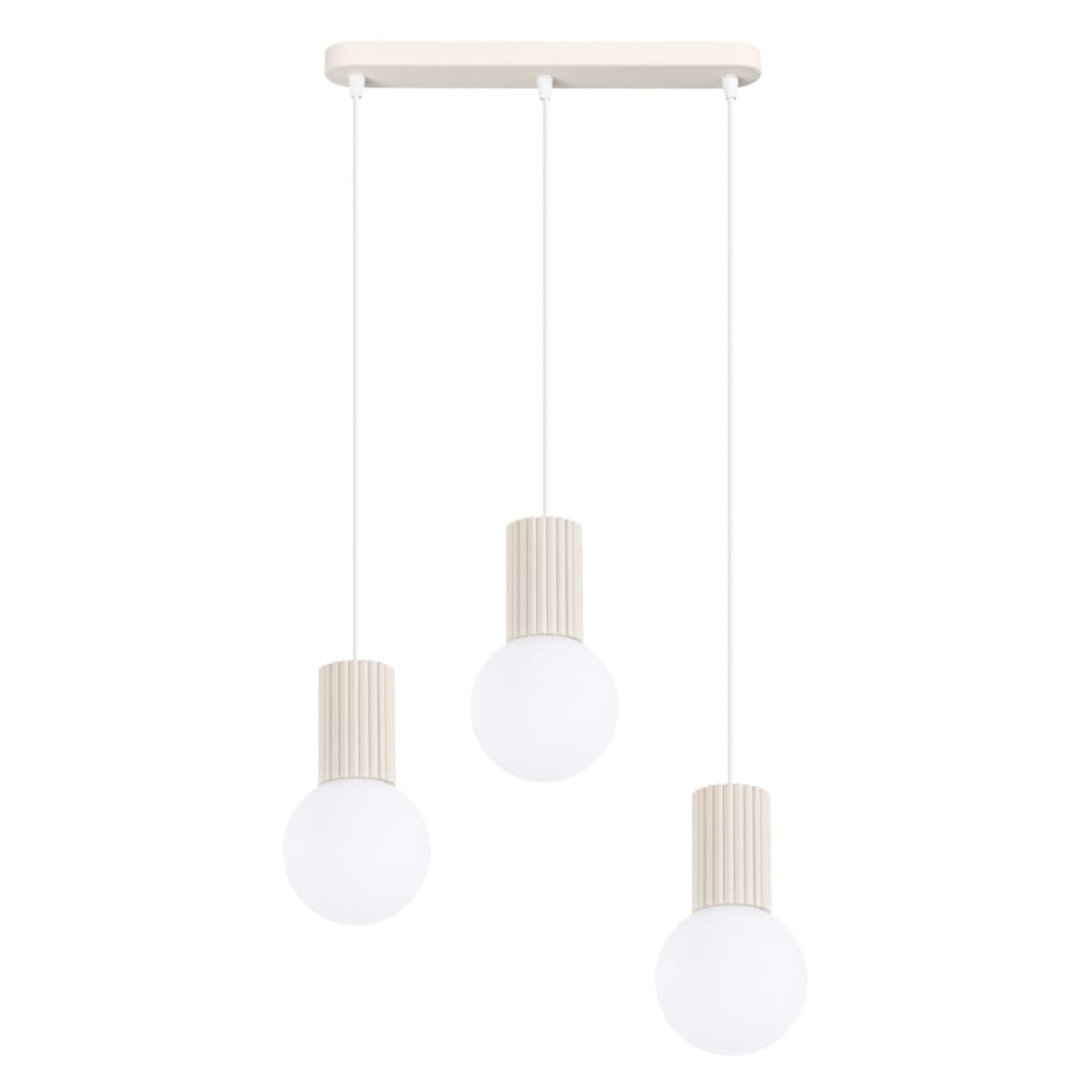 Suspension aluminium/verre beige h 120 cm