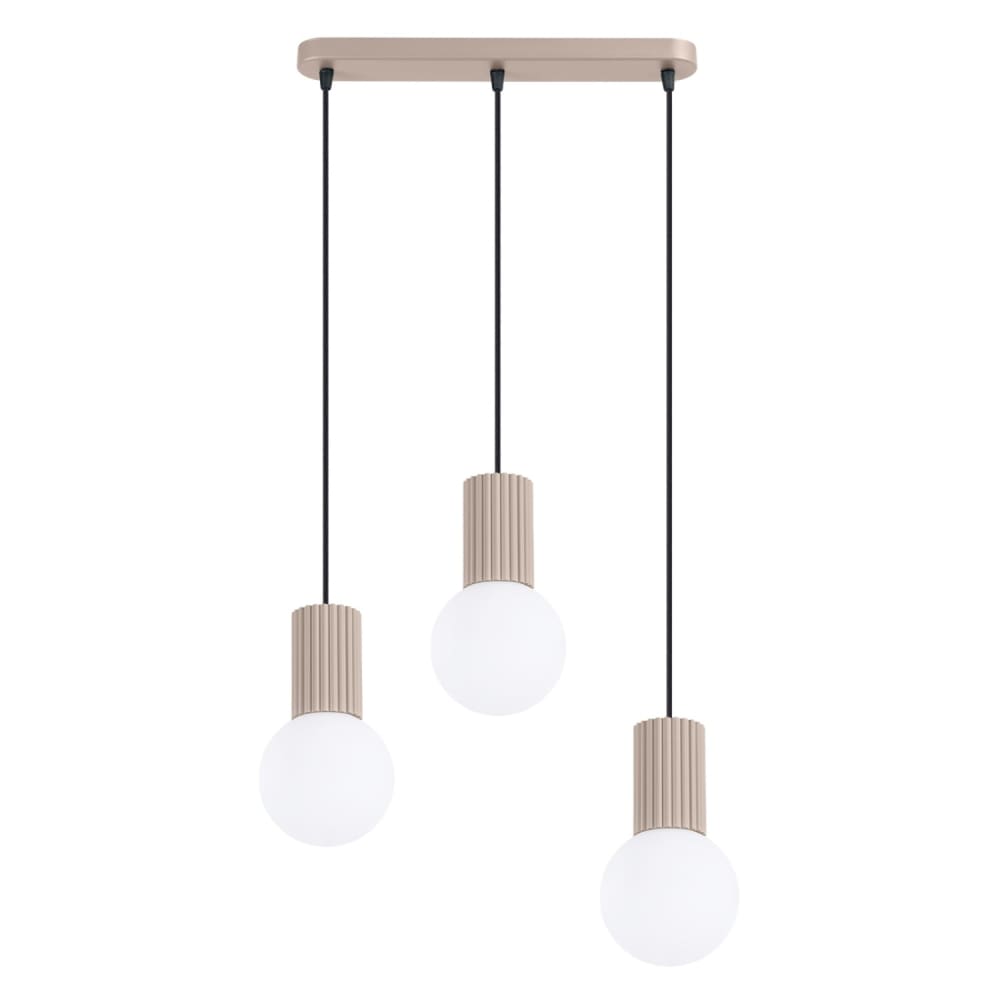 Suspension aluminium/verre taupe h 120 cm