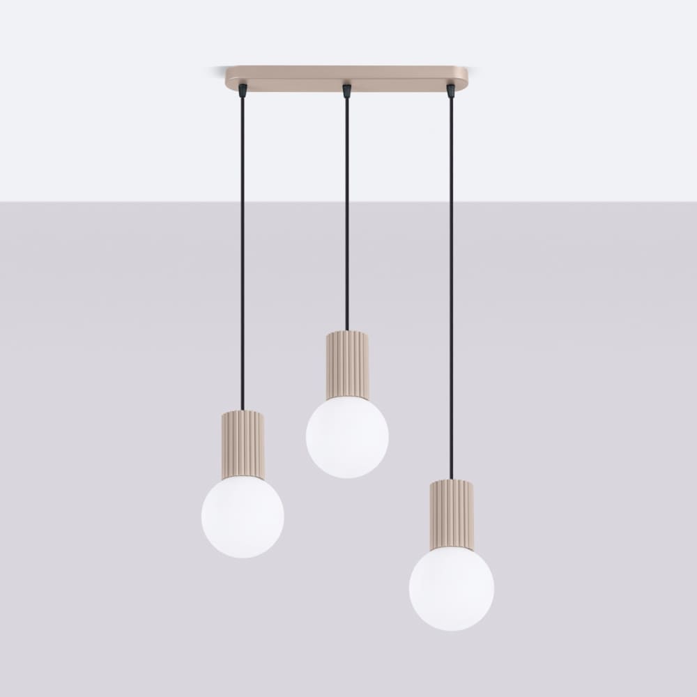 Suspension aluminium/verre taupe h 120 cm — vue 3