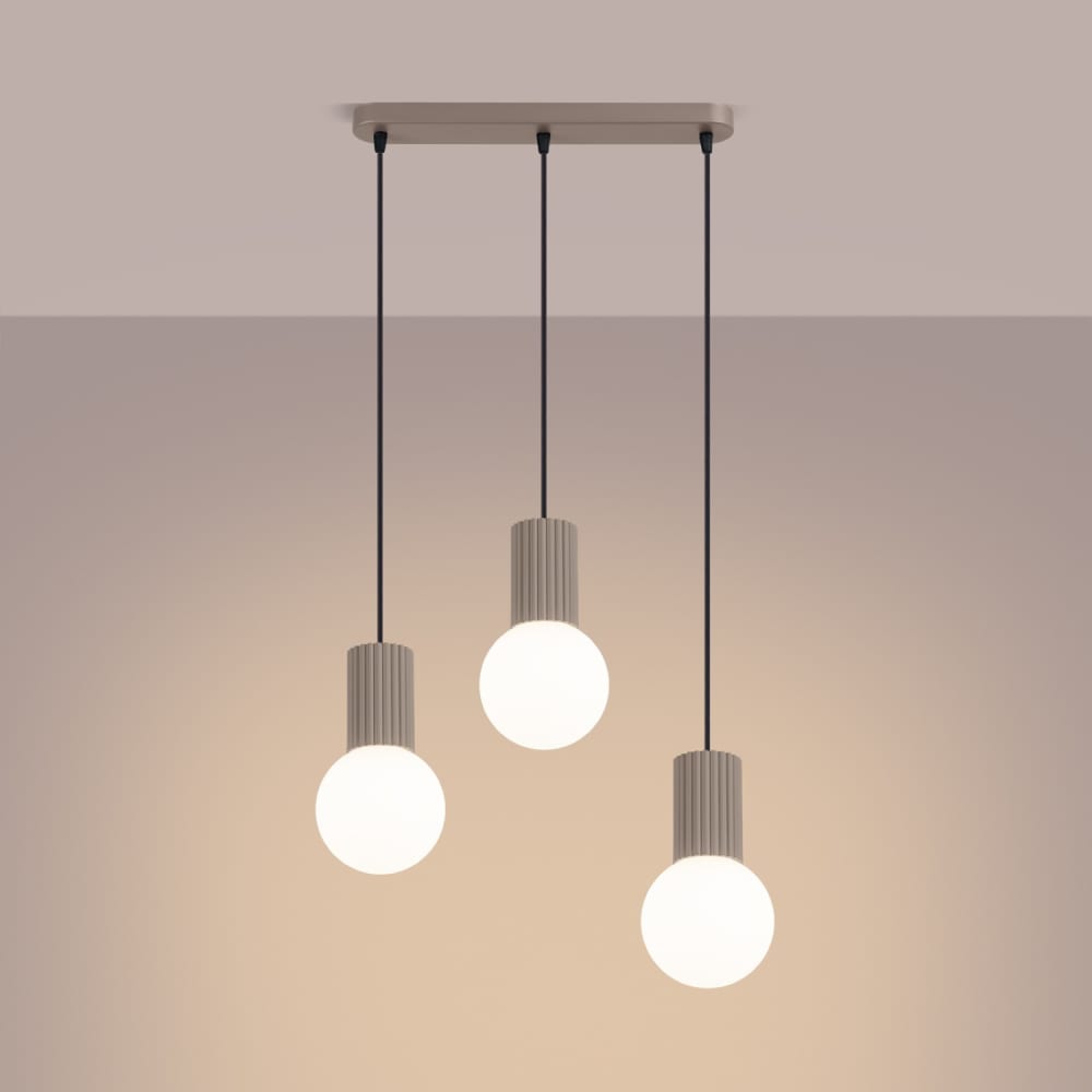 Suspension aluminium/verre taupe h 120 cm — vue 4