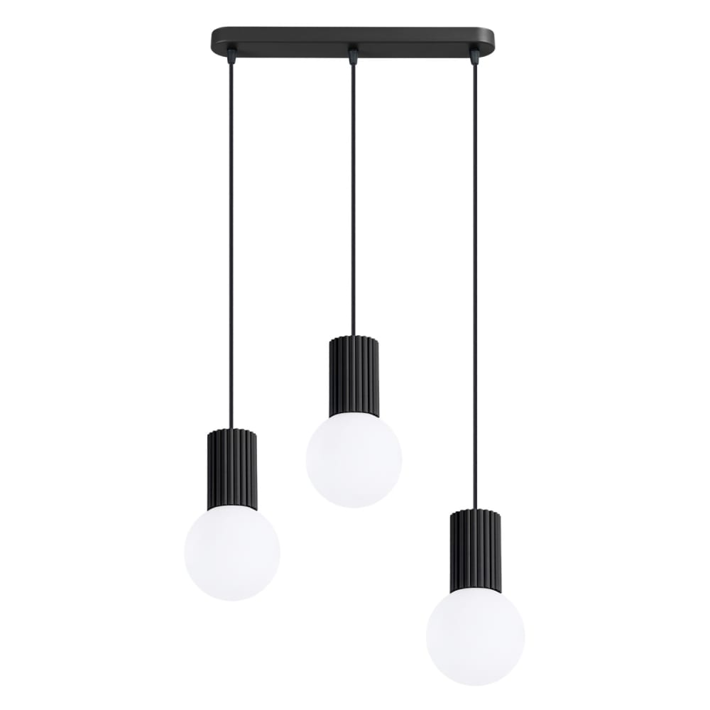 Suspension aluminium/verre noir h 120 cm