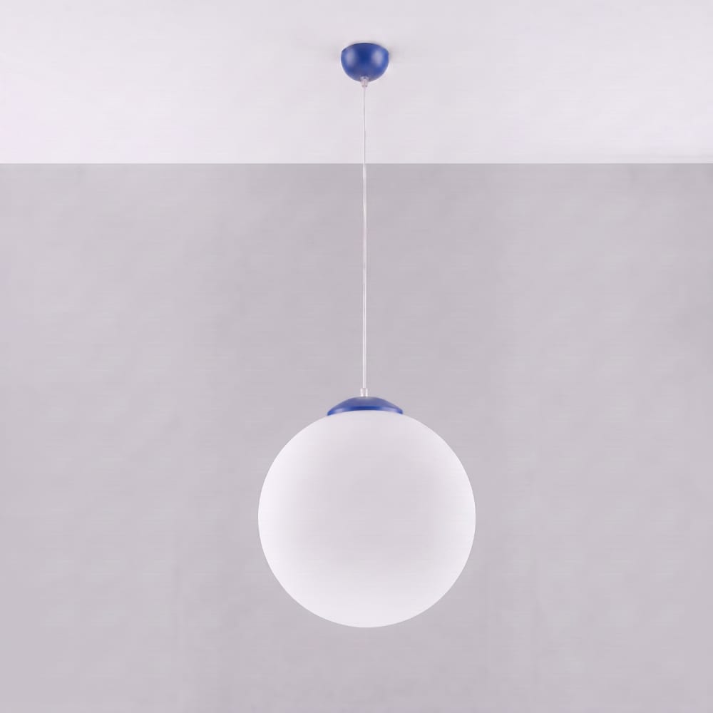 Suspension acier/verre outremer h 130 cm — vue 3