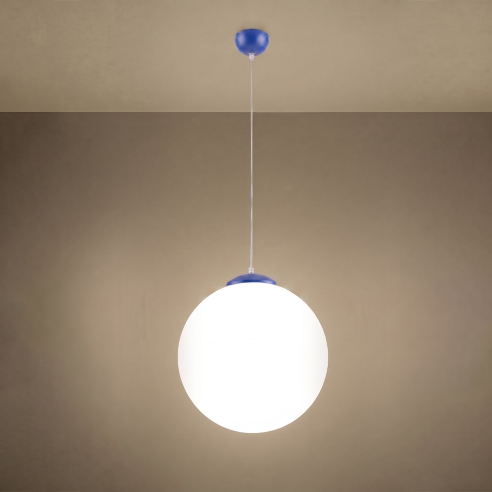 Suspension acier/verre outremer h 130 cm — vue 4