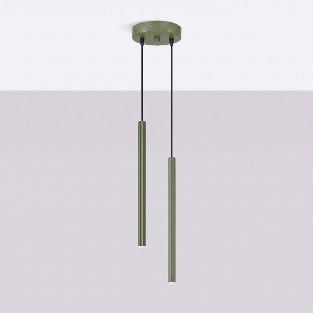 Suspension acier vert olive h 118 cm — vue 3