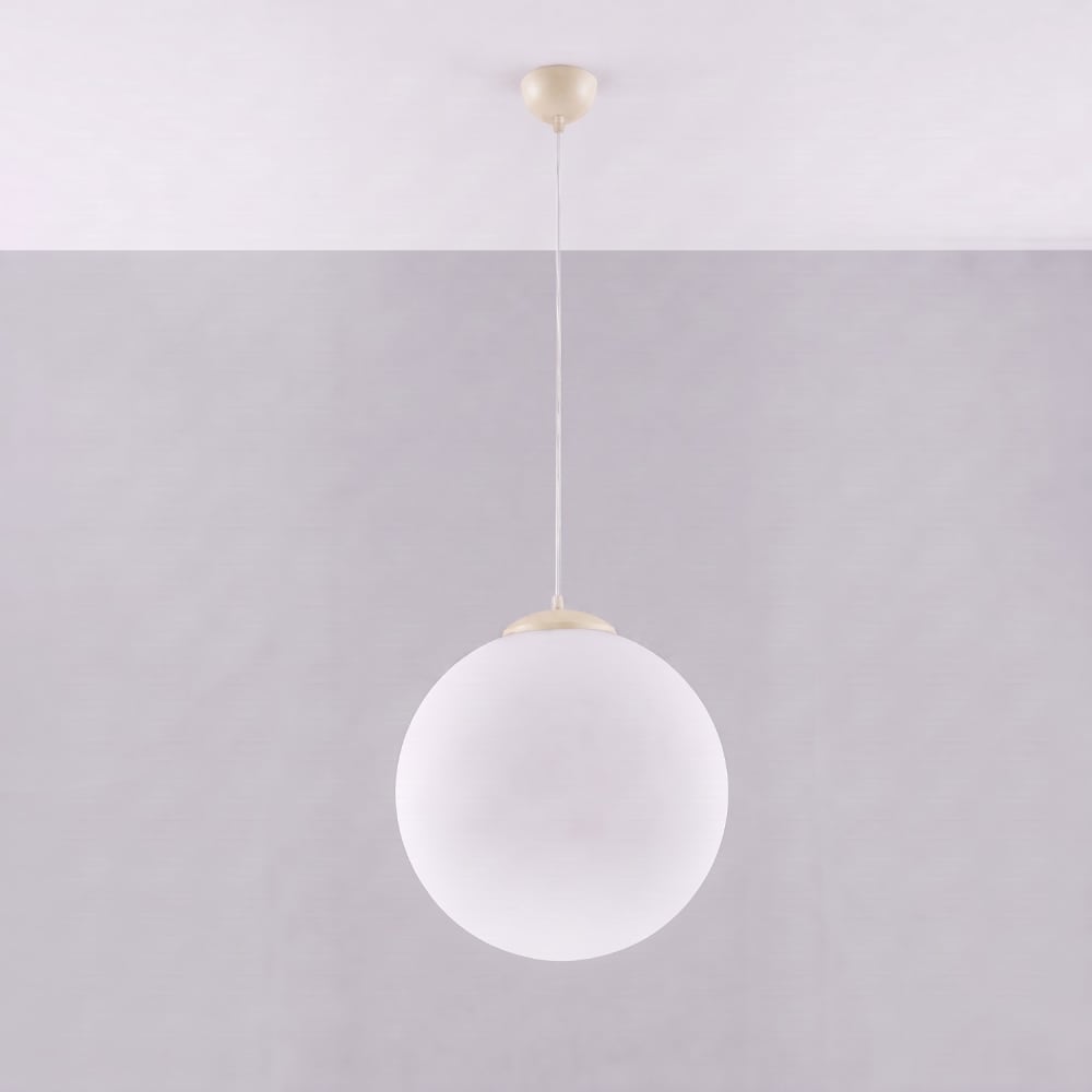 Suspension acier/verre beige h 130 cm — vue 3