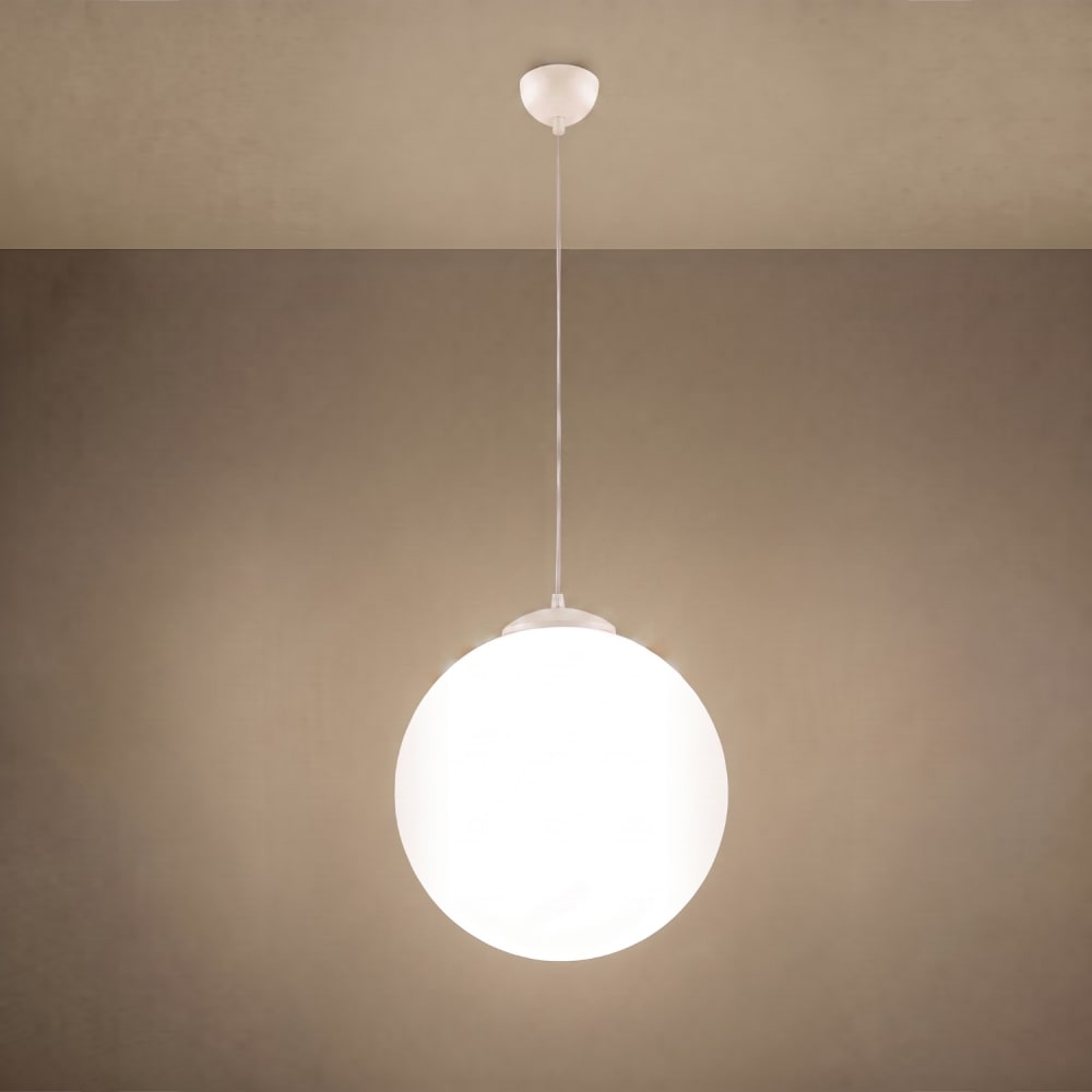 Suspension acier/verre beige h 130 cm — vue 4