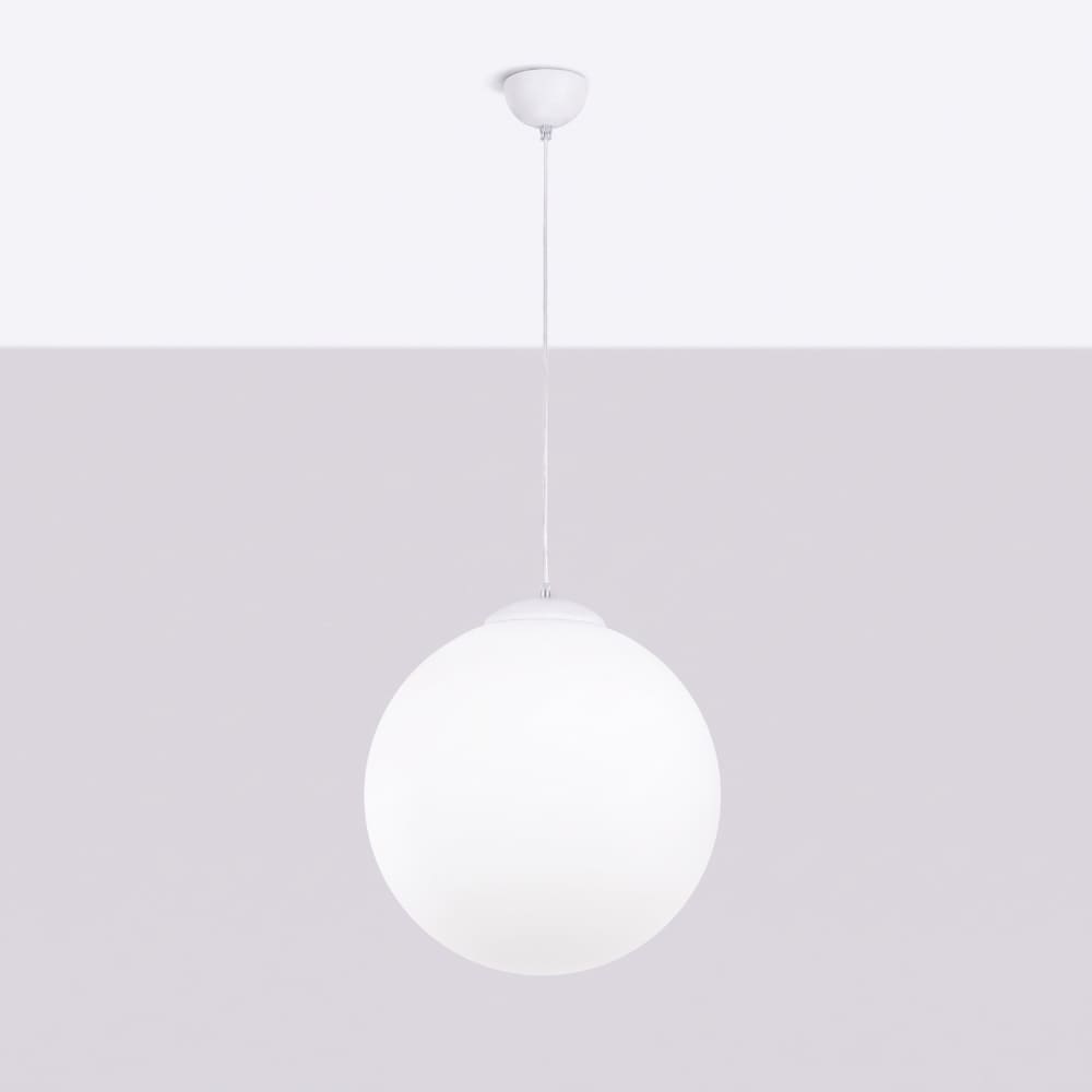 Suspension acier/verre blanc h 130 cm — vue 3