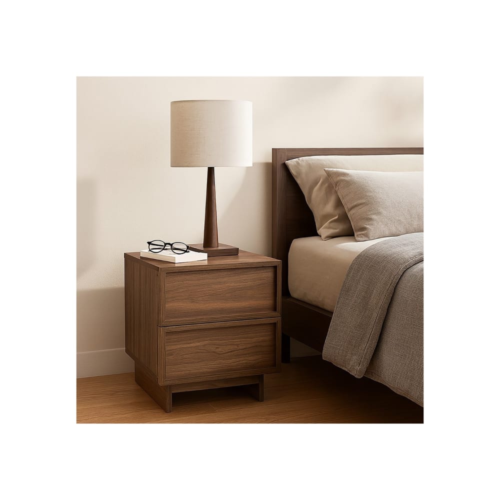Lot 2 tables de chevet effet bois foncé 40 x 38,5 x 45 cm
