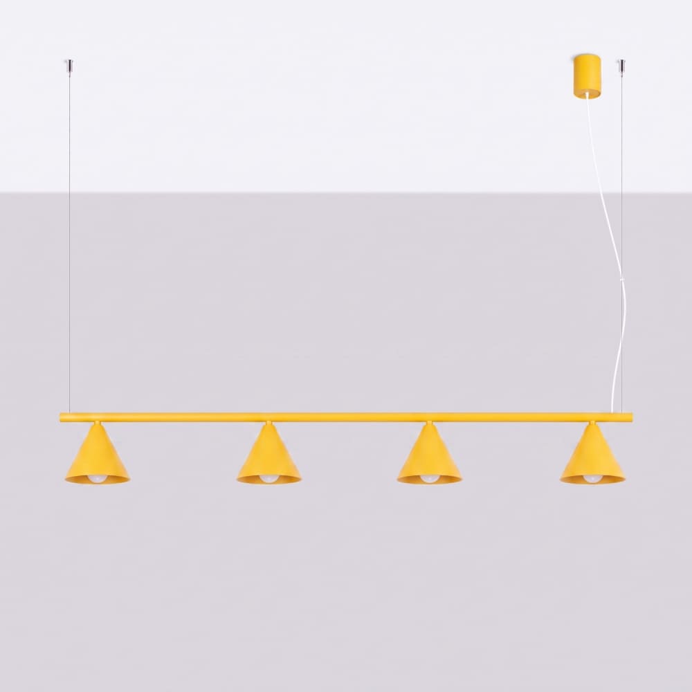 Lustre acier jaune h 215 cm