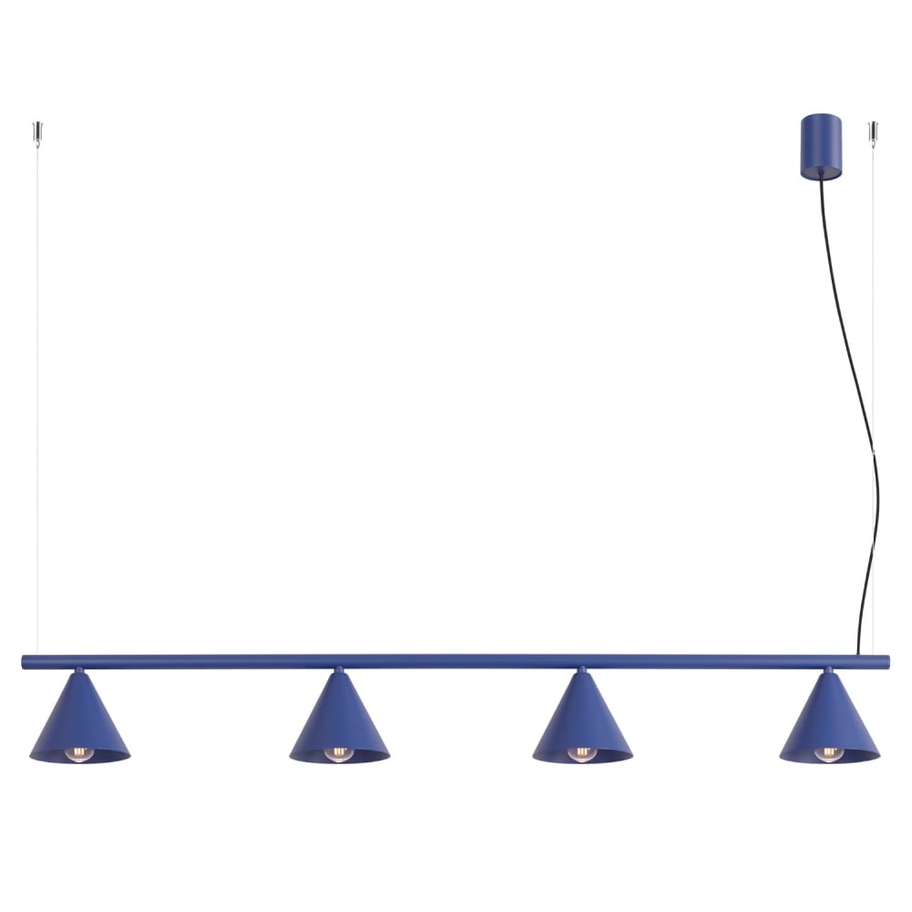 Lustre acier outremer h 215 cm