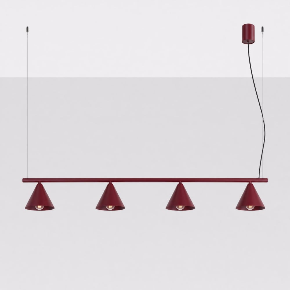 Lustre acier bourgogne h 215 cm — vue 3