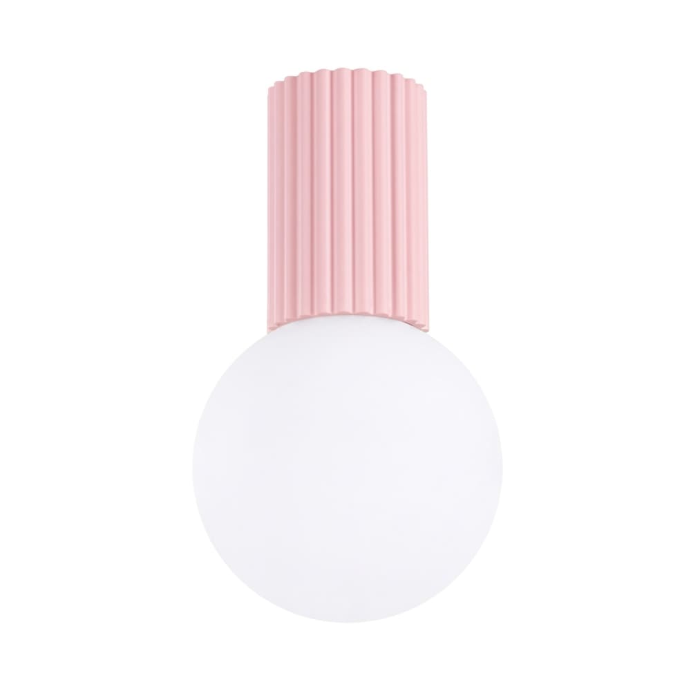 Plafonnier aluminium/verre rose h 21 cm