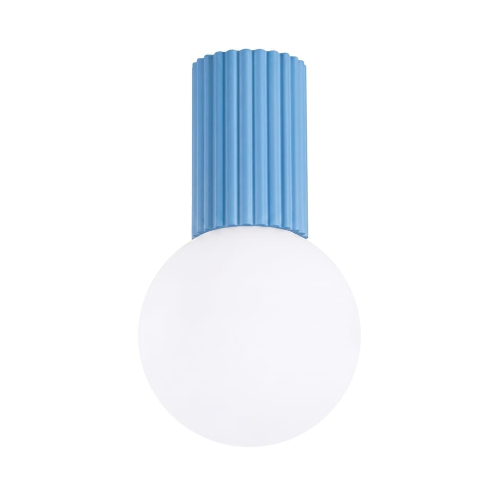 Plafonnier aluminium/verre bleu ciel h 21 cm