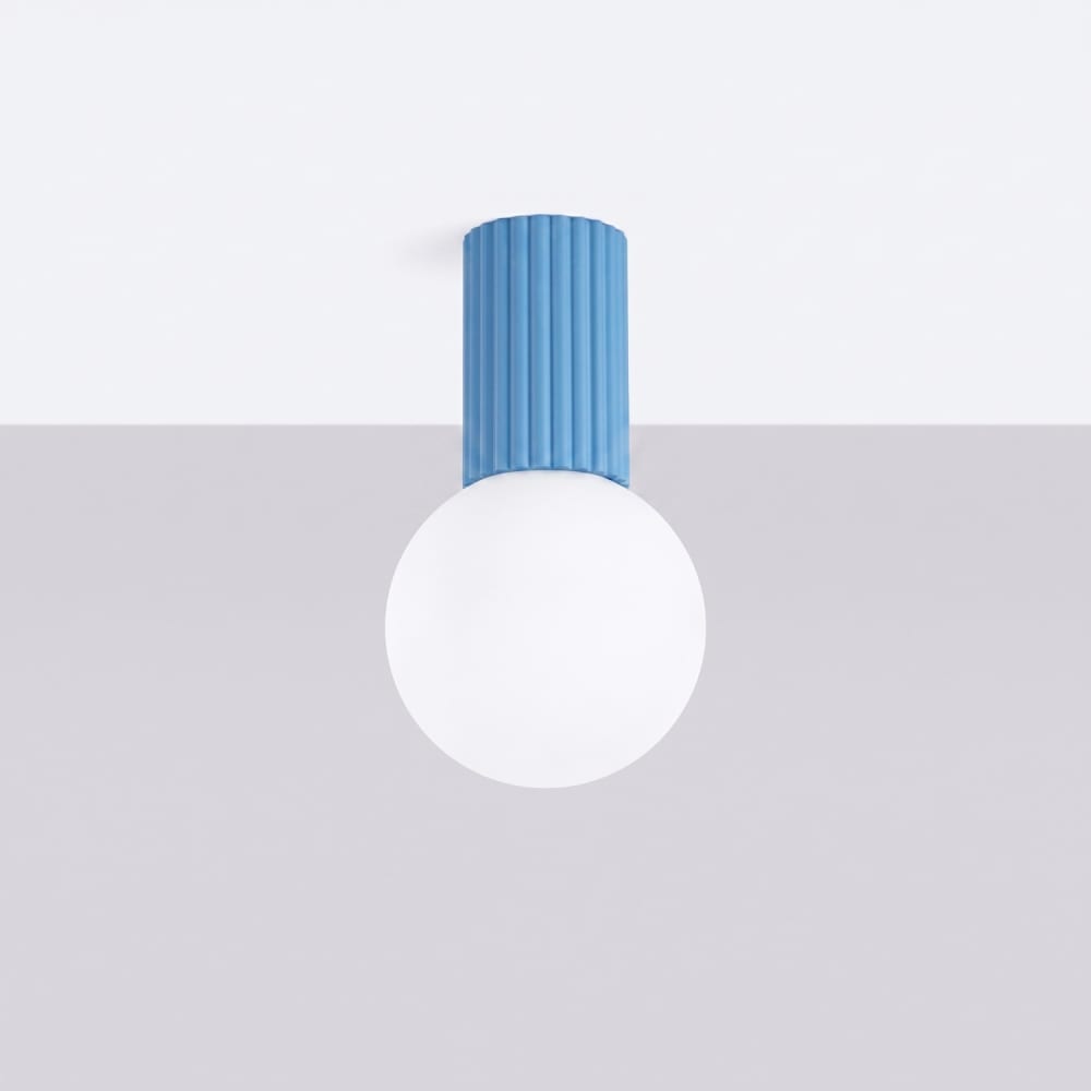 Plafonnier aluminium/verre bleu ciel h 21 cm — vue 3