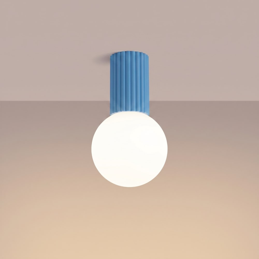 Plafonnier aluminium/verre bleu ciel h 21 cm — vue 4