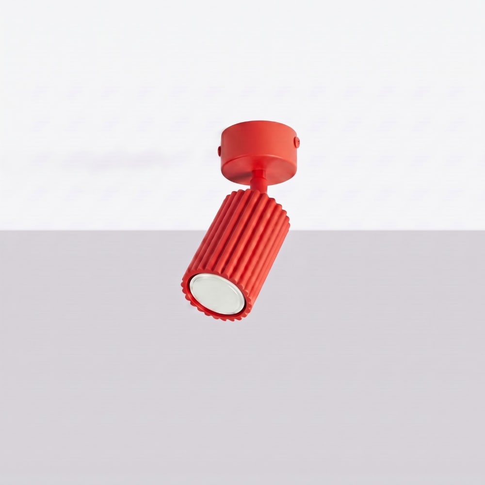 Plafonnier aluminium rouge h 18 cm — vue 3
