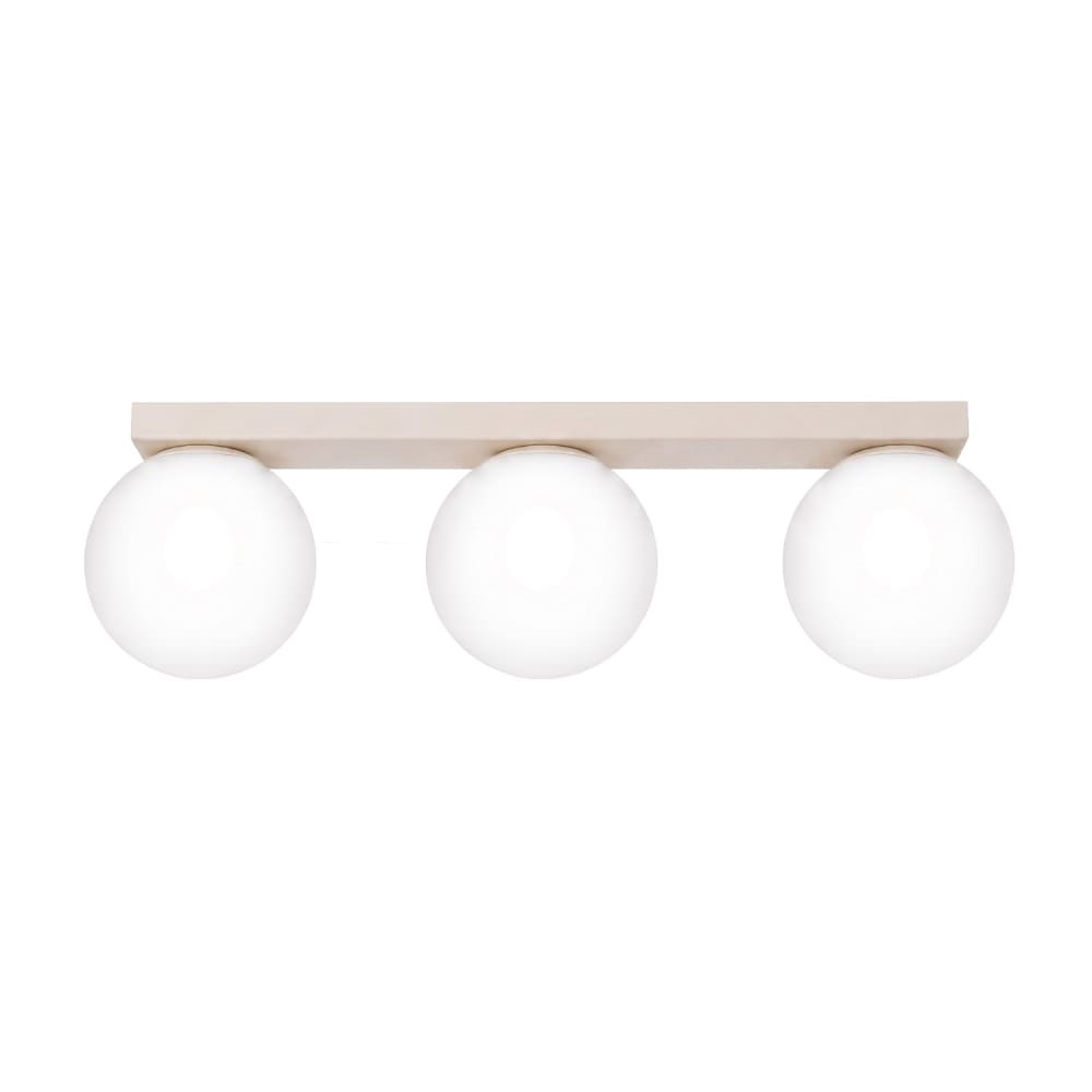 Plafonnier acier/verre beige h 14.5 cm