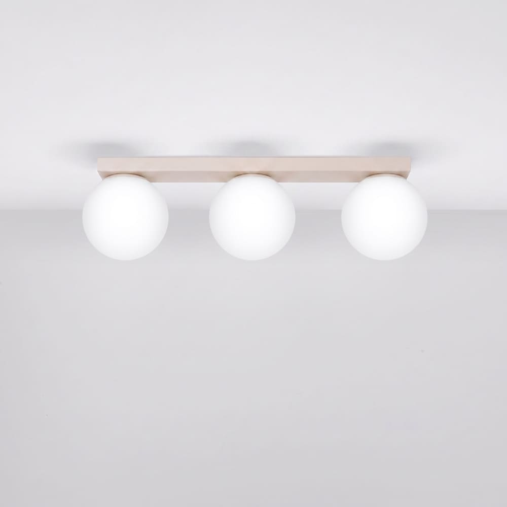 Plafonnier acier/verre beige h 14.5 cm — vue 3