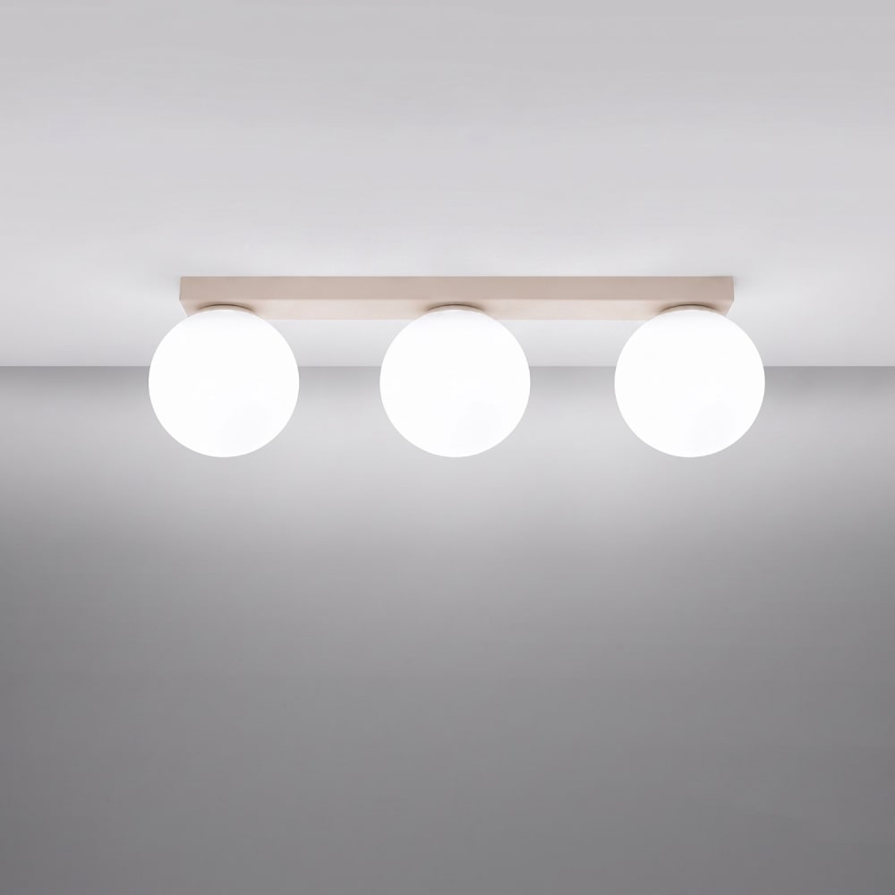 Plafonnier acier/verre beige h 14.5 cm — vue 4